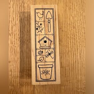 GREAT IMPRESSIONS WM Rubber STAMP Gardening Birdhouse Ladybug Dragonfly H106